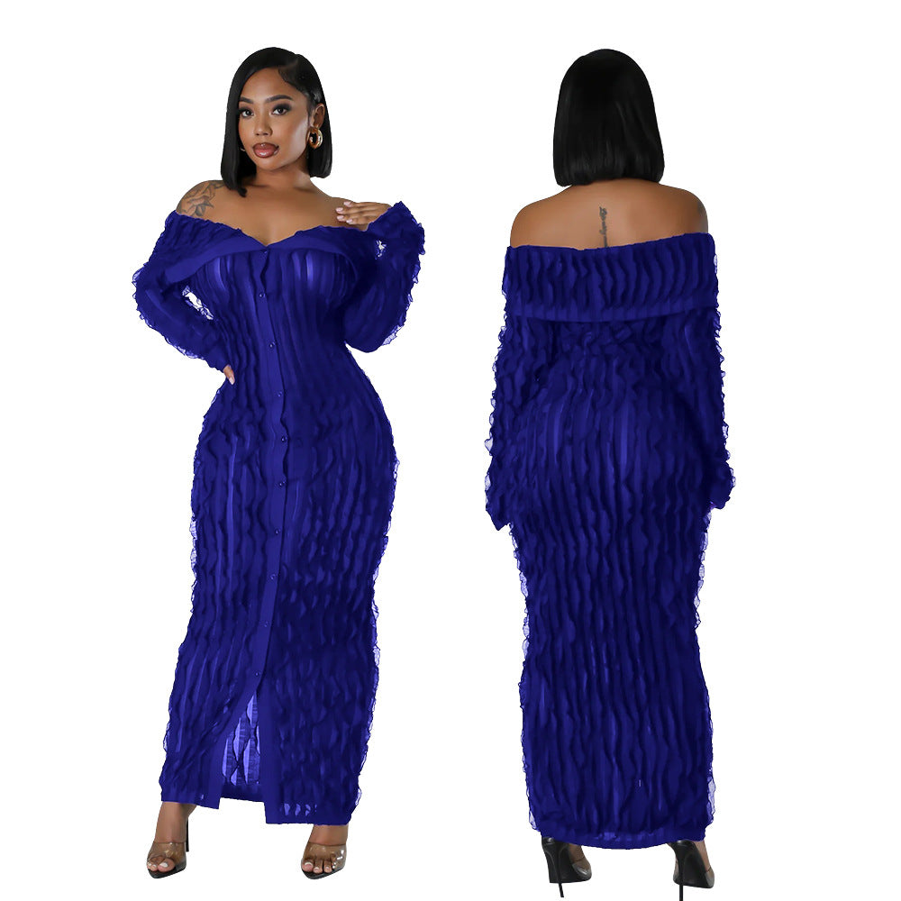 Off-Shoulder Bodycon Dress with Sheer Details